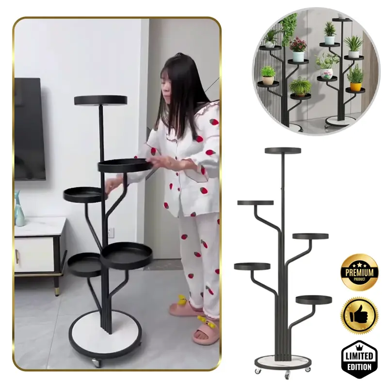 Floro™ - Елегантна стойка за растения с 5 нива с колела